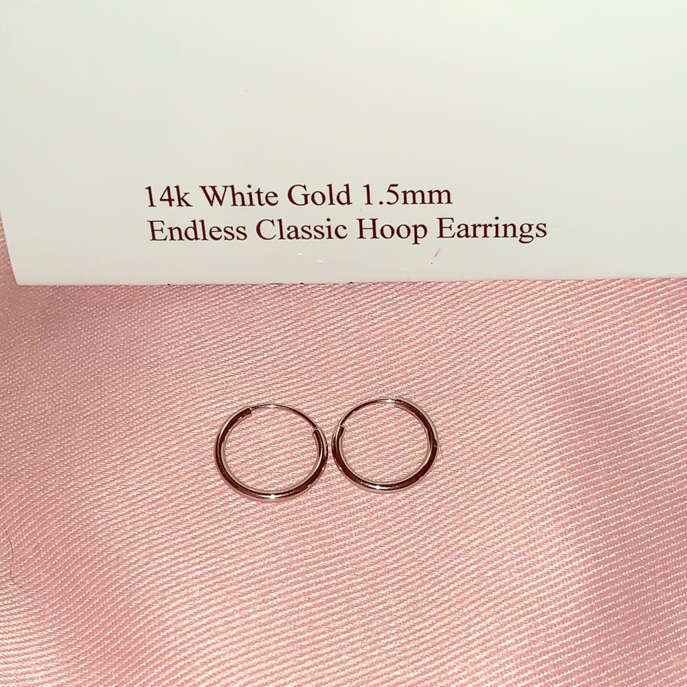 14k White Gold 1.5mm Classic Hoop Earrings